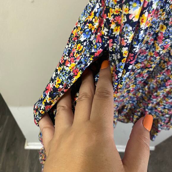 Old Navy Ditsy Floral Multicolor Tie Strap Cami Sundress with Pockets Sz L - Picture 4 of 12